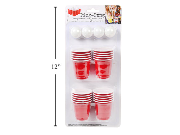 Beer Pong- 20 2oz Mini cups and 4 balls - 24 units per master case