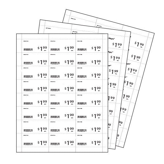 Perforated label sheets -500 sheets per pack- other sizes available!