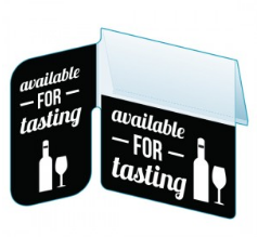 Shelf Tags "Available for Tasting" right angle & flat mount- 25 per case