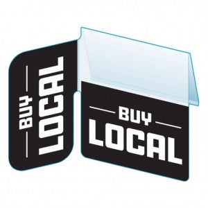 Shelf Tags- Buy Local- 25 tags per case- right angle and flat mount design